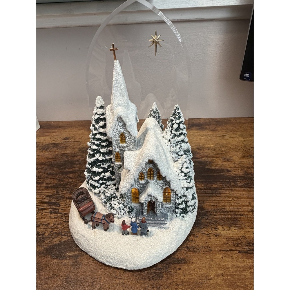 Thomas Kinkade Winter At Mountain Chapel - Light Up Christmas Decor 2008 Works
